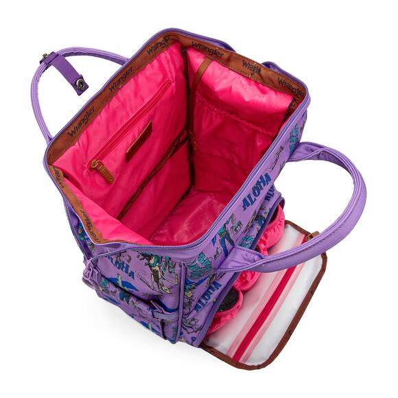 Wrangler Cowboy Print Purple Backpack/Baby Travel Bag *NEW w/ Tags - Picture 5 of 5